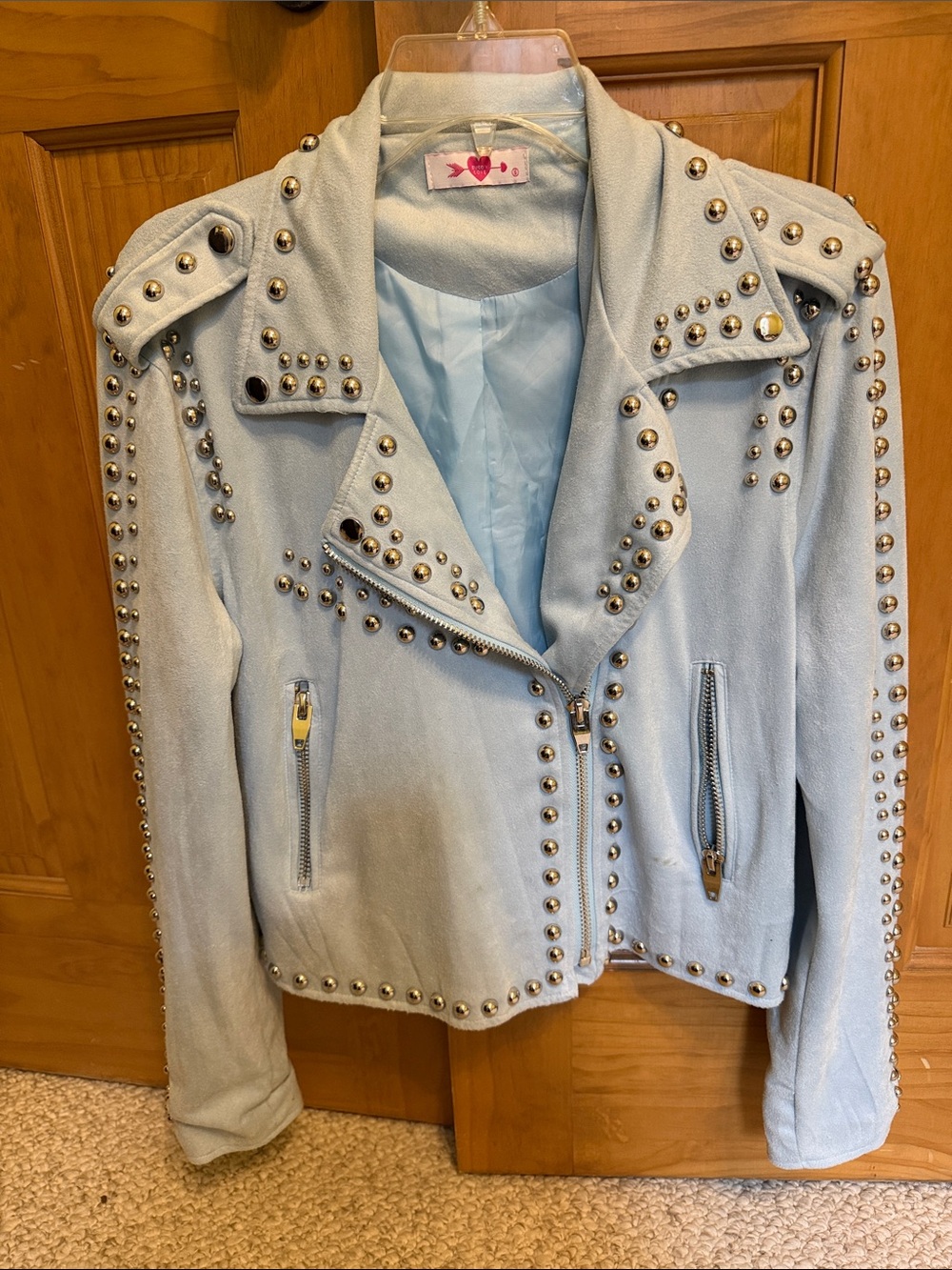 Buddy Love Light Blue Studded Moto Jacket